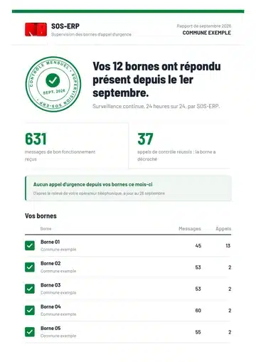Aperçu d'un rapport mensuel de supervision SOS ERP
