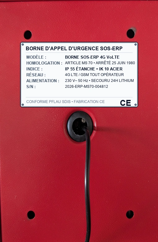 Dos réel Borne SOS-ERP Homologation MS 70 IP 55